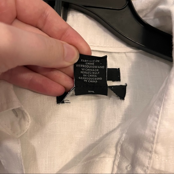Tahari White Linen Tunic Button Down Blouse Top Classic Closet Staple Capsule - Picture 7 of 12